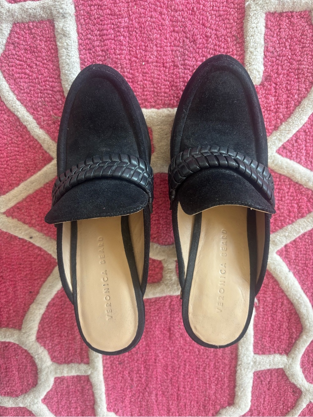 VERONICA BEARD - Black Suede Platform Clog Heels with Wood Sole - Picture 3 of 5